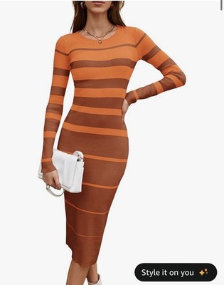 MAKABO Women s Sweater Dress/form Fitting/XL/Brand New In Package/orange Brown