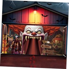 7x16 Ft Halloween Garage Door Decorations Banner Scary Clown Garage Door Cover