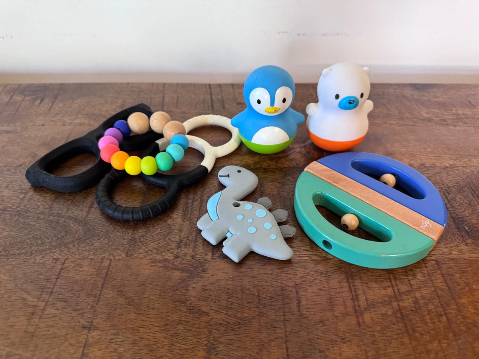 Baby Teether Bundle Silicone Wooden Rattles Wobblers Infant Toys Lot