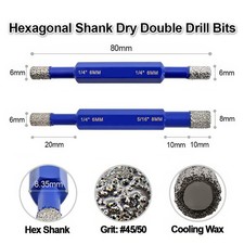 Double-sided Diamond Drill Core Bits for Tile Ceramic Granite Marble / HEX 6-8mm