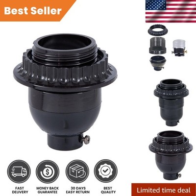 Elegant Short Keyless Phenolic Socket, Medium Base, 660W - Black Finish