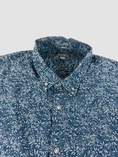 Eddie Bauer Men  s XXL Blue Floral Print Short Sleeve Button Down Shirt Casual