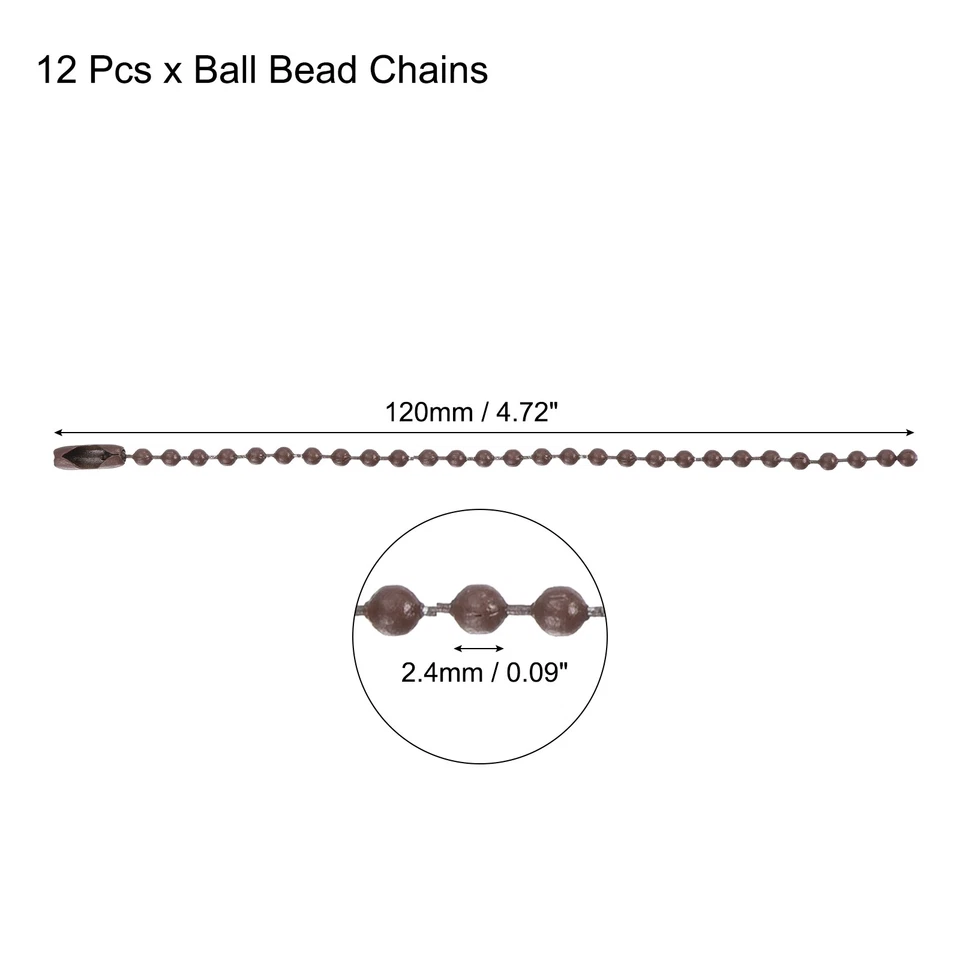 Cadena de cuentas de bola cadenas de collar con cuentas para hacer joyas, 12 piezas (marrón) Foto 2 de 4