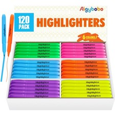 Aigybobo 120 Pack Highlighters in 6 1 Count Pack of 120 , Multicolor