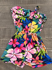 Little Sleepies Bamboo Girls 2T Jungle Blooms Floral Sleeveless Ruffle Romper