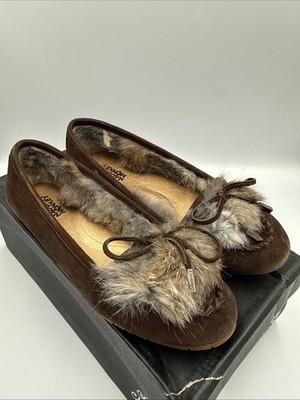 Naughty Monkey Hop A Long Loafer Slip On Moccasin Brown Tan Fur Lined 6.5