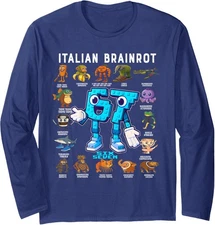 Italian Brainrot 67 Meme Funny Birthday Design Long Sleeve T-Shirt