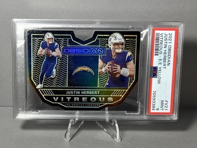 2021 Obsidian Justin Herbert Vitreous Yellow /10 PSA 9 Jersey # 10/10 Bookend