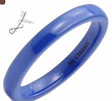 Blue Ceramic Band Ring in 835 Silver, Ring Size C 1/2, Silver & Blue