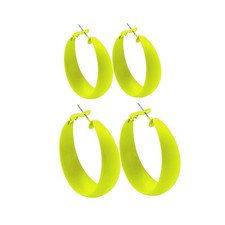 2Pairs Candy Color 4MM and 5MM Women 80s 90s Hoop Earrings Big Chunky Large Retr