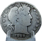 1908-S Barber Liberty Head Half Dollar 50c Very Good 90% Silver  #SC75AGBE-2