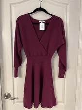 New Voge Sweater Dress Burgandy Long Sleeve S New Retail $68
