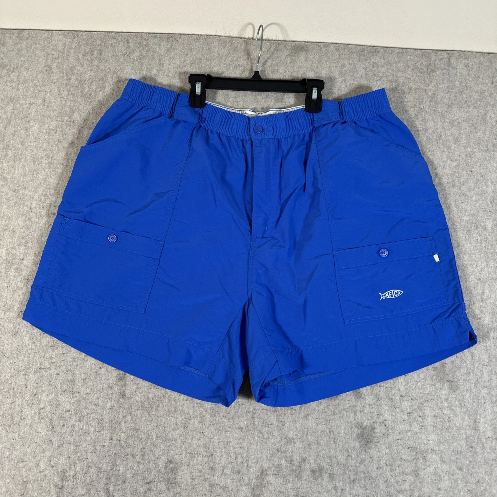 AFTCO Fishing Shorts Mens Size 46 Royal Blue Active Cargo Pocket Nylon Cargo