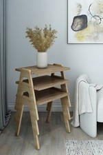Set of 3 Nesting Coffee Tables Solid Wood Legs Living Room