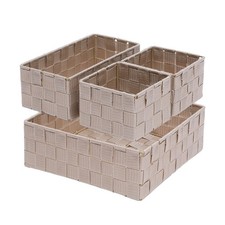 Storage Bins Woven Organizer Set of 4   Polypropylene Storage Baskets with