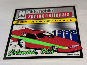 Vintage 1992 Oldsmobile Spring Nationals NHRA Drag Racing Sticker Columbus Ohio