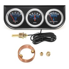 52mm Triple Gauge Set Oil Pressure Gauge AMP Water Temp Dashboard 3 in1