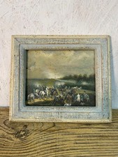 Antico dipinto su rame 'Scena di Battaglia' con cornice in legno coeva fine 800