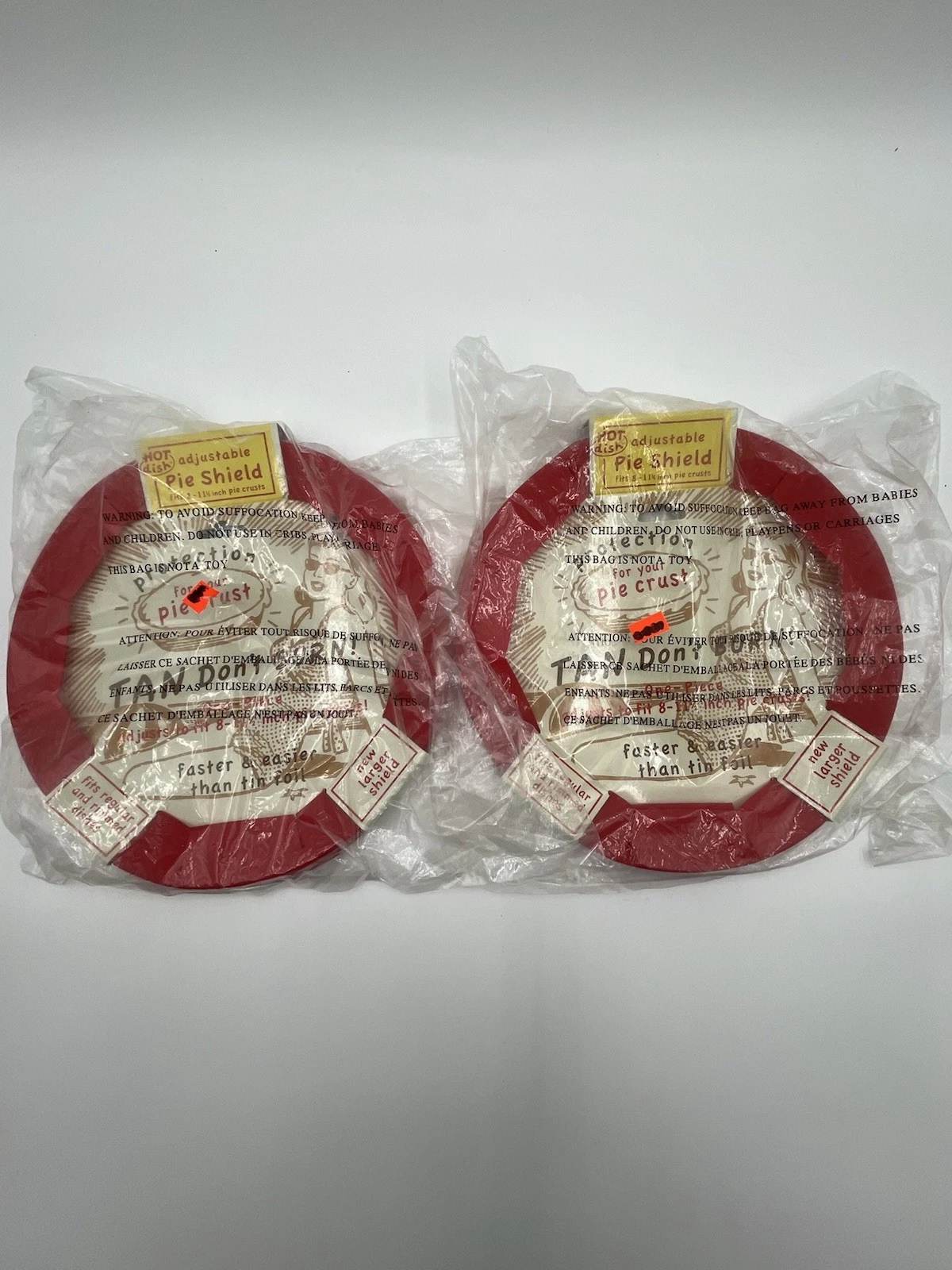 Talisman Designs Silicone Adjustable Pie Shield, 8 to 11.5 inches, Red 2 Pack