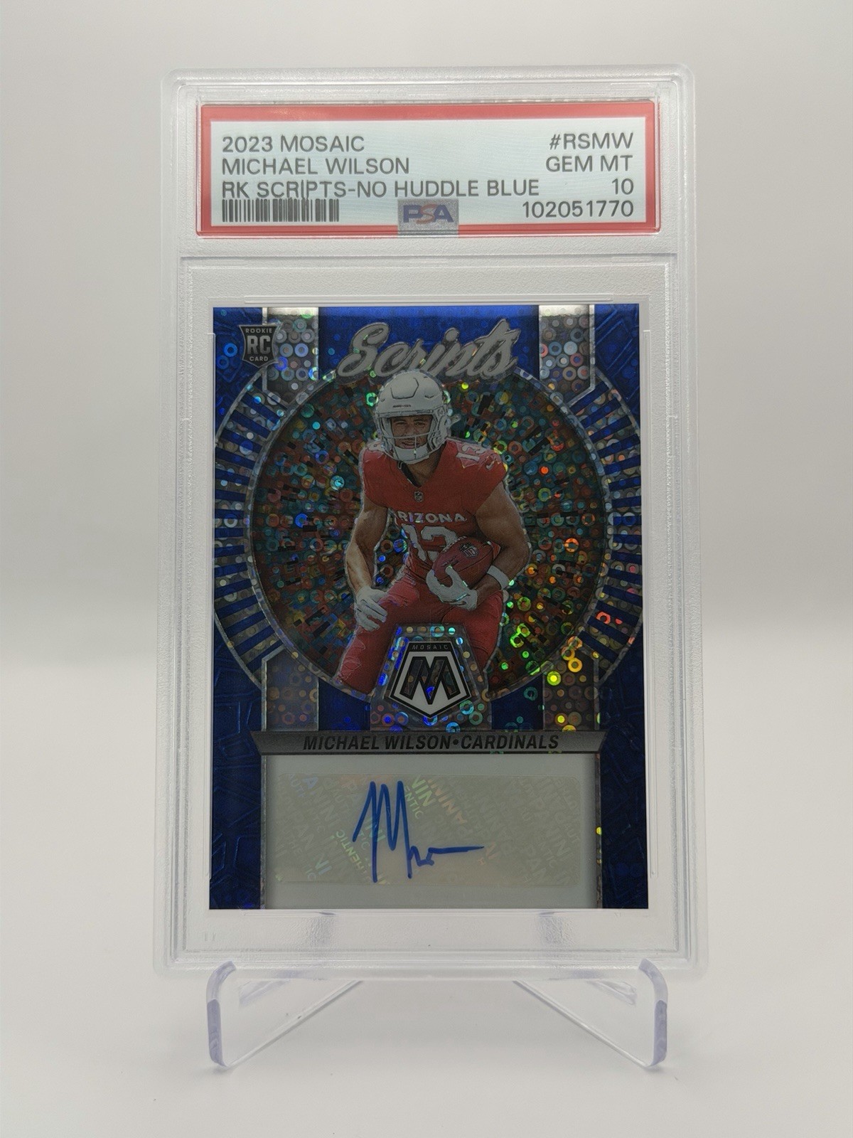 Michael Wilson Panini Mosaic Rookie Scripts #RSMW No Huddle Blue