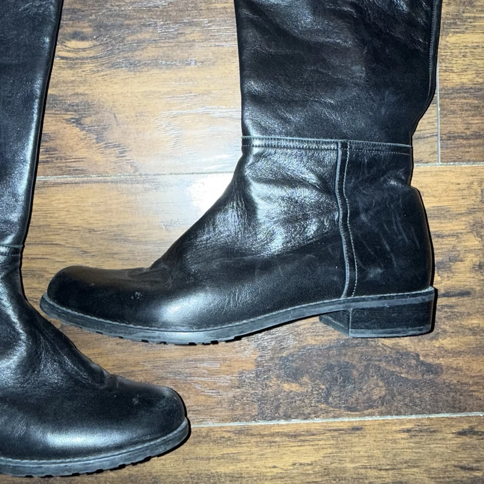 Botas por encima de la rodilla Stuart Weitzman de cuero negro talla 7,5 GW35284 Foto 2 de 4