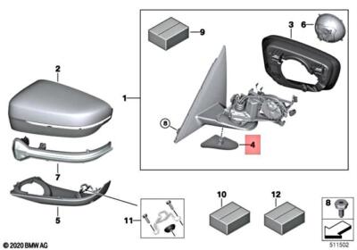 GENUINE BMW 5 SERIES G30 G31 SET OF MIRROR BASE COVERS CAPS 