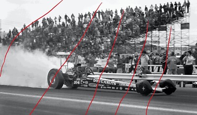 ''Big Daddy'' Don Garlits Top Fuel  dragster 'wheel pants' 12 x 18 photo at Pomona