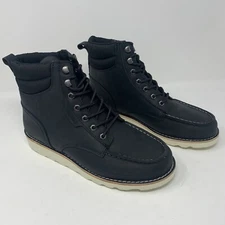 Territory Venture Boot Men 9 Black Leather Water Resistant Moc Toe Lace-Up S0725
