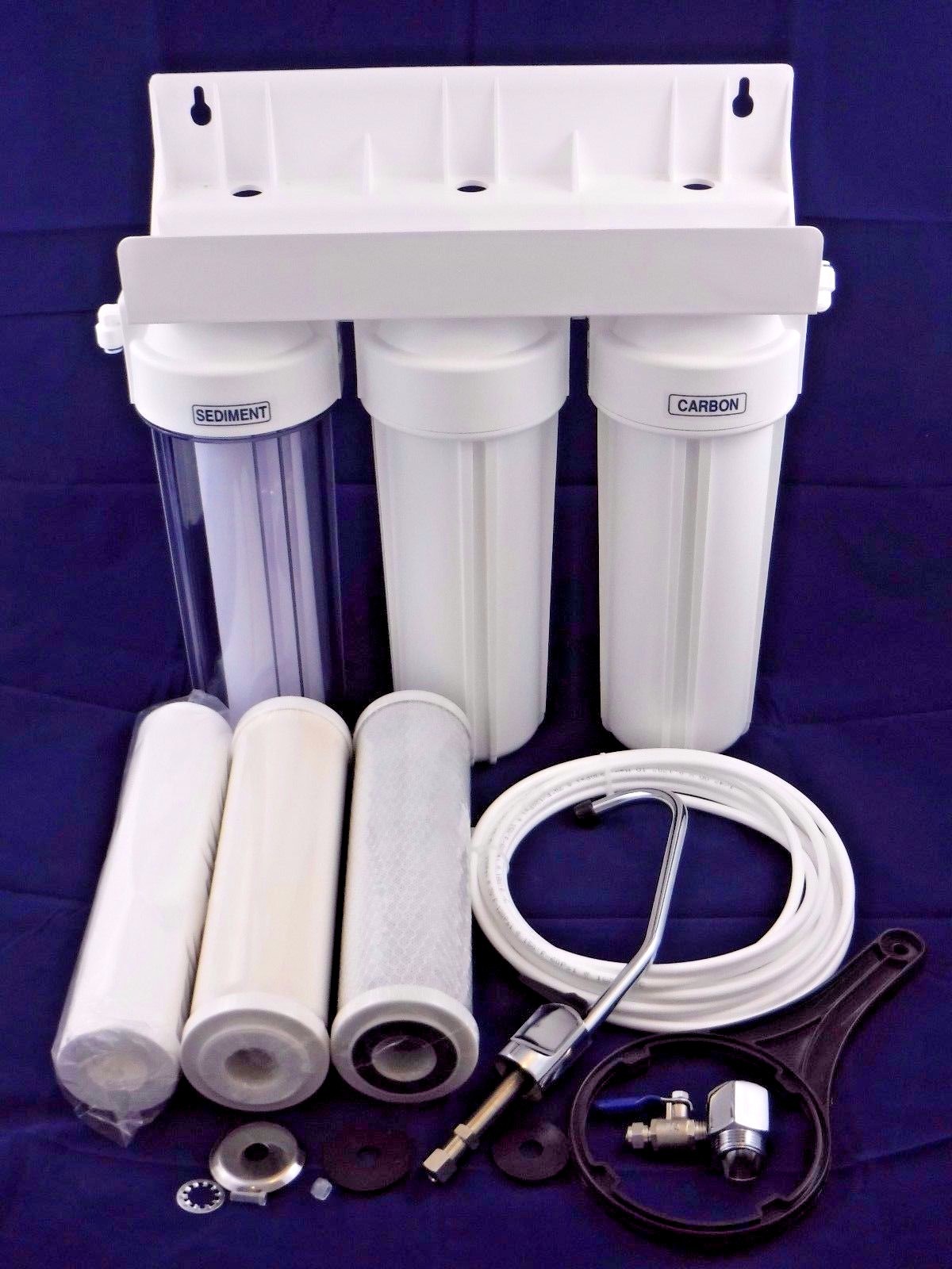 CERAMIC UNDER-SINK DRINKING WATER FILTER 3 STAGE SYSTEM TAP KIT + ACCESSORIES