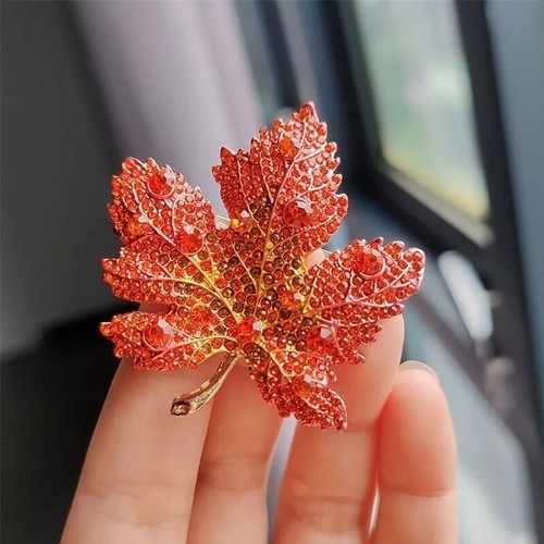1/2/3/4PCS Crystal Maple Leaf Brooch Pin Women Clothing Collar Corsage Jewelry - Picture 7 of 34