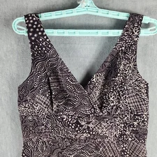 Madison Studio Woman Dress 6 Purple White AOP Crossover Chest Lined Flowy