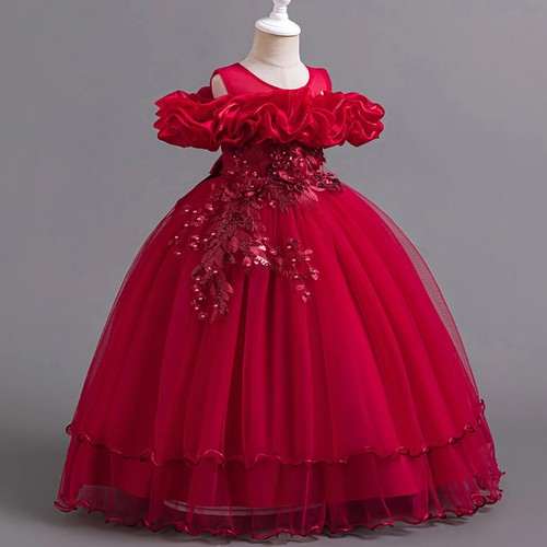 Girls Party Dress Elegant Tulle Princesses Dress Kids Birthday Parties Gown - Picture 24 of 31
