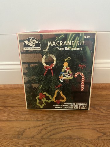 Macrame Kit Yarn Decorations Hazel's Kaboodles Craft Kit Christmas Yarn Vintage