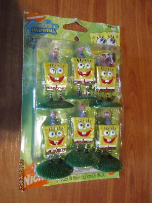 2008 Wilton Sponge Bob Party Toppers 6pk 2.25''  NOS