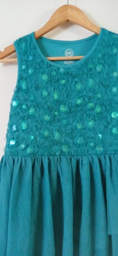 Abito da festa Wonder Nation bambina paillettes a strati verde taglia XL 14-16 - Foto 5 di 5
