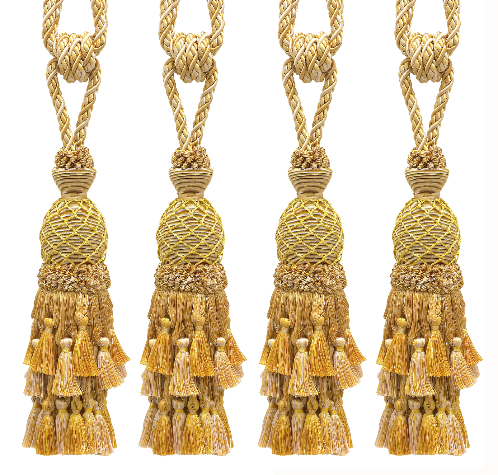 DÉCOPRO Curtain Tassel Tieback, Color# 4975 - Rustic Gold [Set of 4]