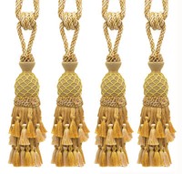 DÉCopro Vorhang Quasten Halter, Farbe# 4975 - Rustikales Gold [Set Aus 4]