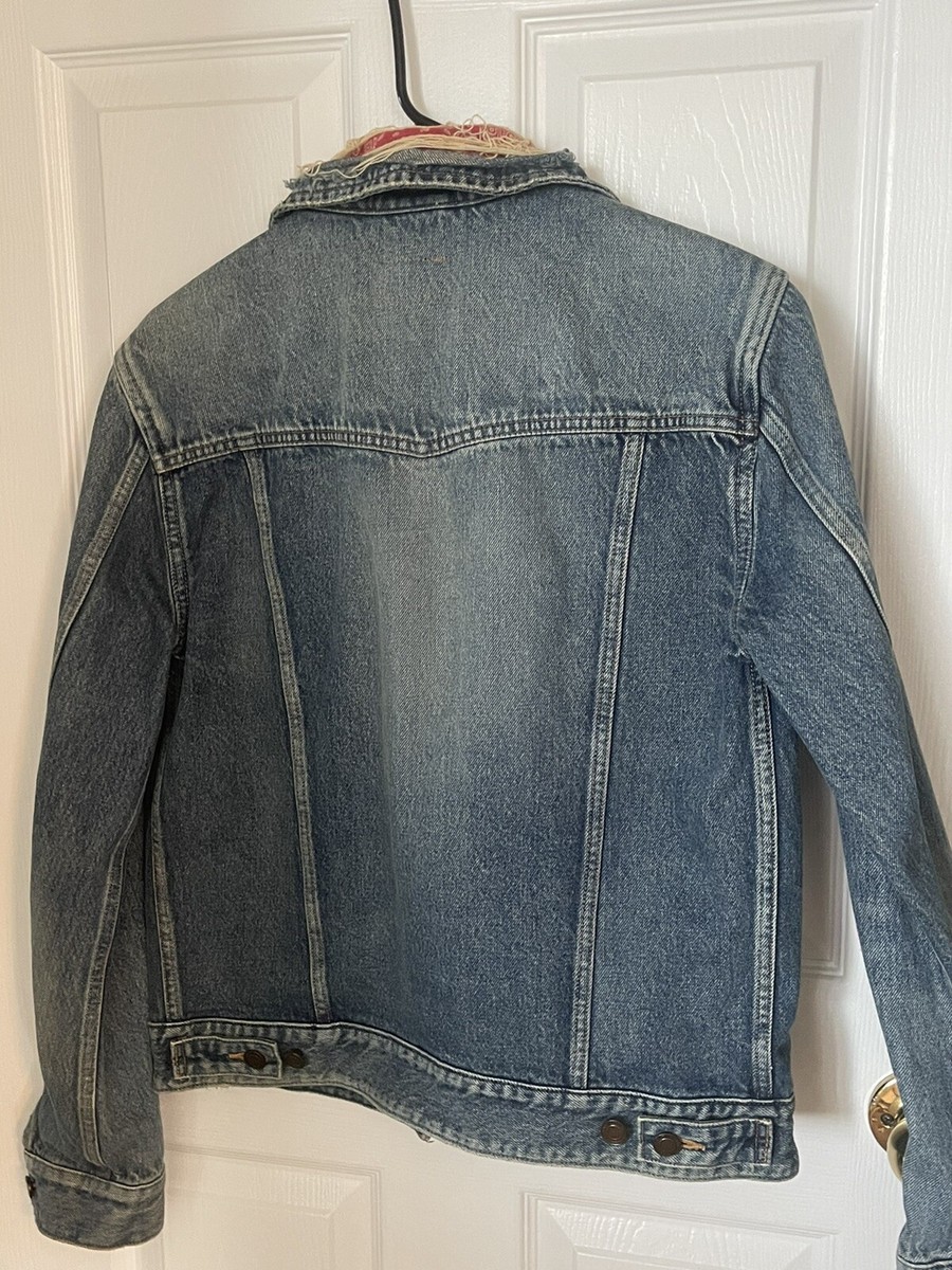 Saint Laurent (YSL) Distressed Denim Trucker Jacket - XS Saint Laurent (YSL) Distressed Denim Trucker Jacket - XS