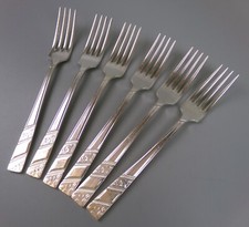 Viners "Silver Rose" Forks x 6. Salad Starter Dessert Set. Silver plated. VTG 7"
