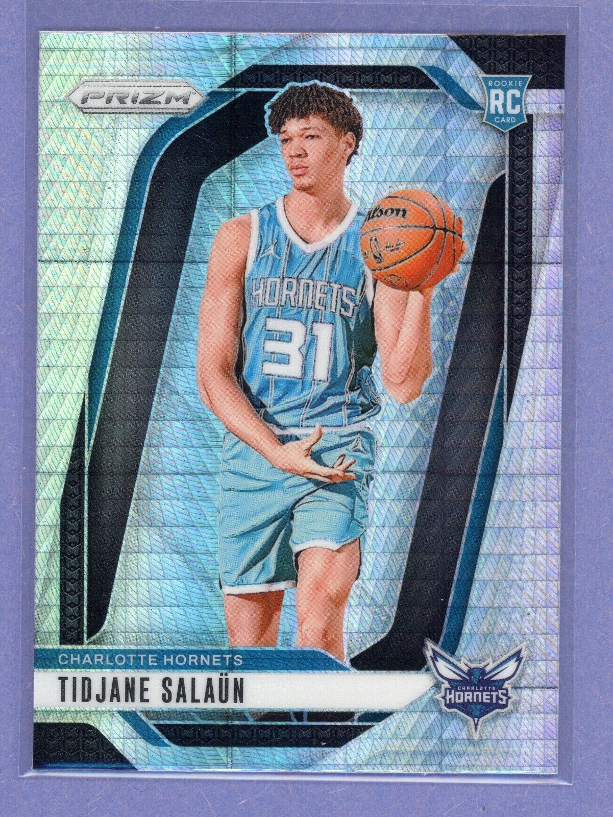 2024-25 Panini Prizm Tidjane Salaun Silver Pulsar Prizm RC #262 Rookie Charlotte