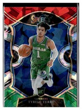 2020-21 Panini Select #91 Tyrell Terry Red White Green Cracked Ice RC Mavericks