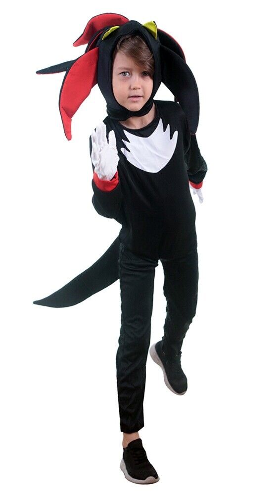 Kids Sonic Shadow The Hedgehog Costume Boys Child Cosplay Party Jumpsuit Outfit