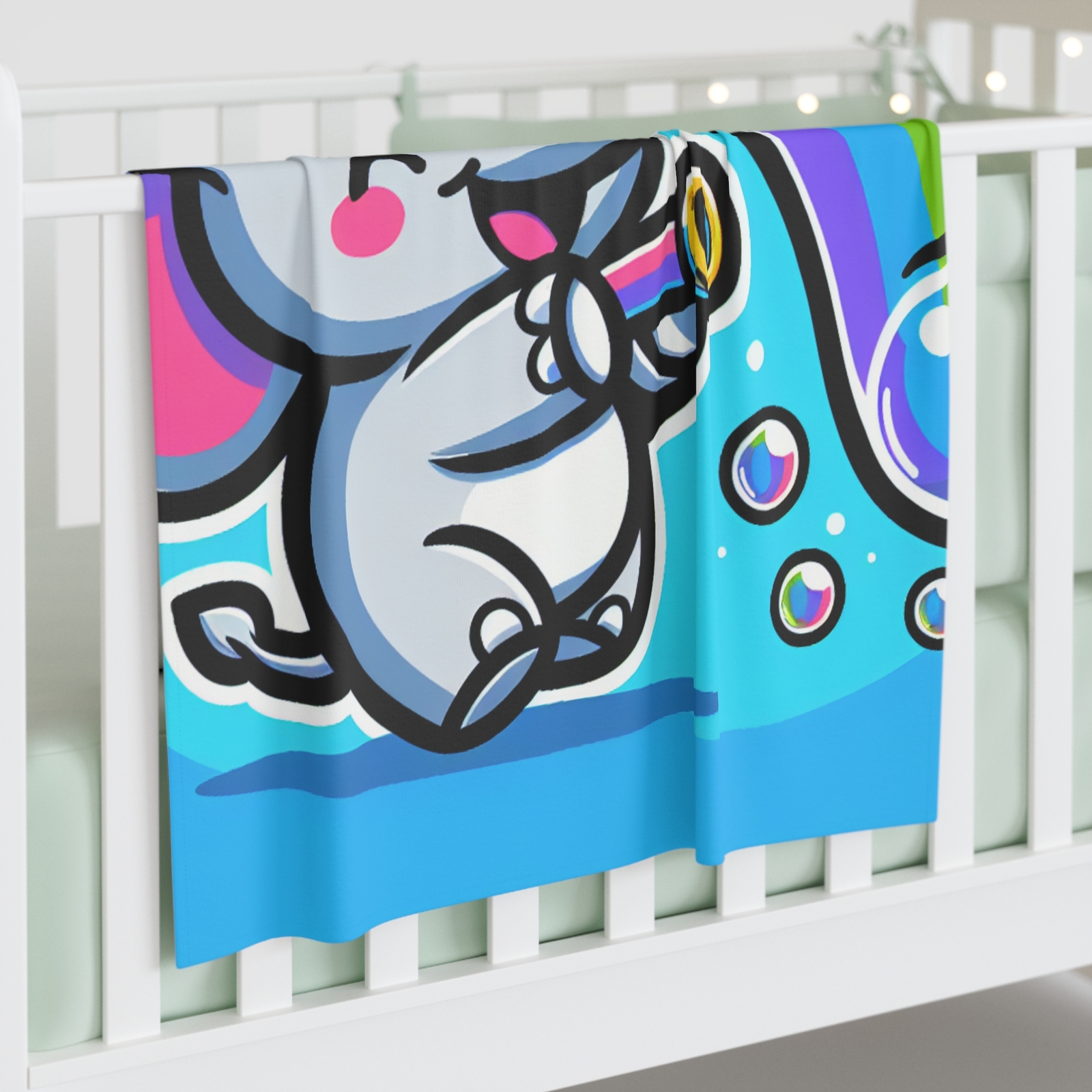 Rainbow Elephant Swaddle Blanket Soft Nursery Decor Newborn Gift Baby Shower Present-image