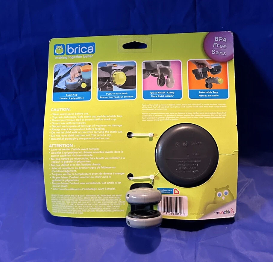 BRICA Deluxe Snack Pod Stroller Drink and Snack Holder Gray JAPAN IMPORT