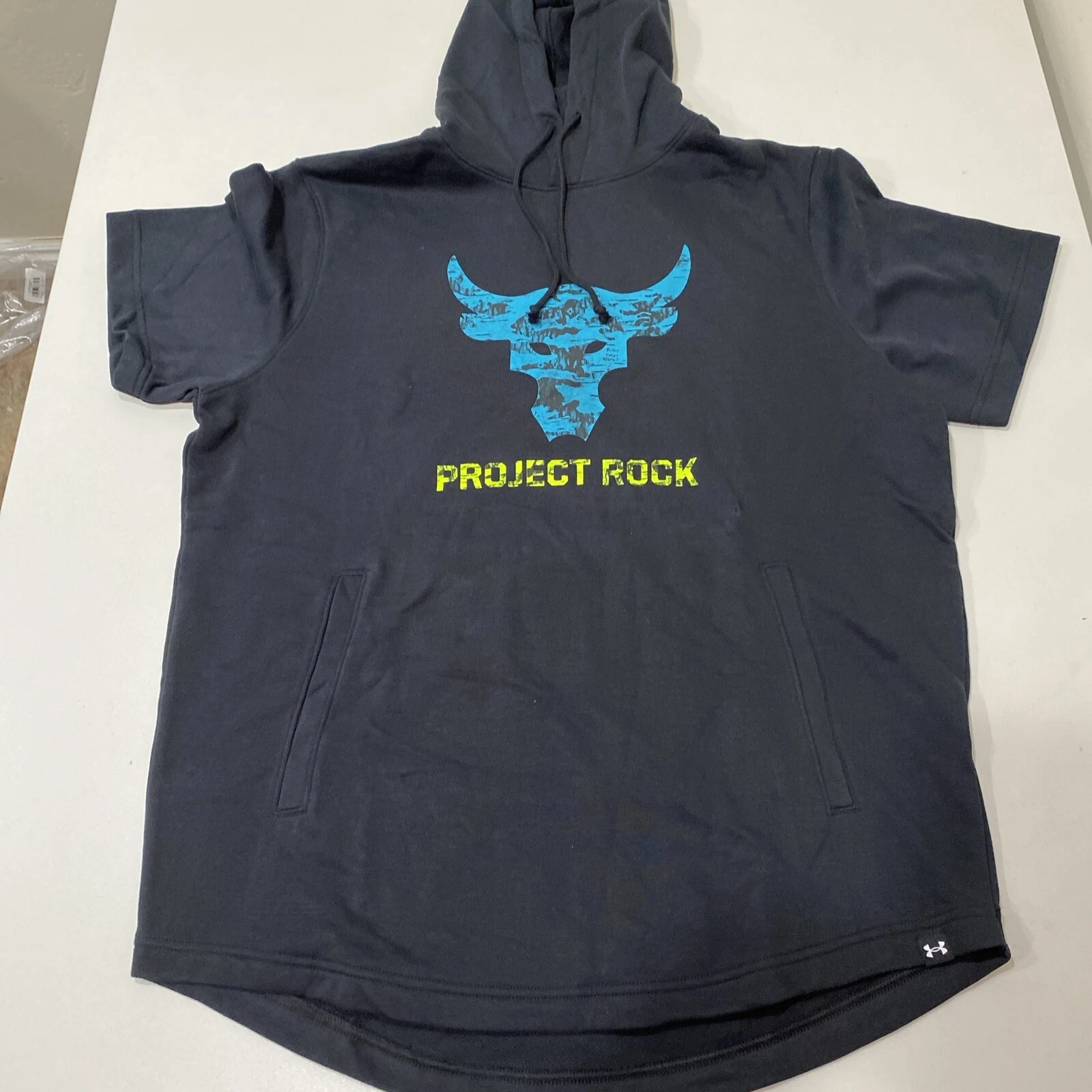 Under Armour Project Rock Terry Payoff Men's Short Sleeve Hoodie1383227 001 NWT