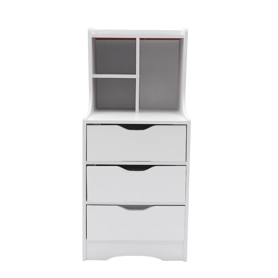 Tall White Nightstand w/ 3 Drawers Side Stand Night Stand