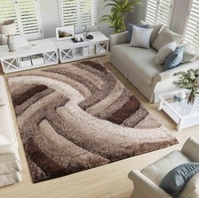 Shaggy Area Rugs Shimmer Modern Soft Swirl Design Hand Carved Shiny Living Room
