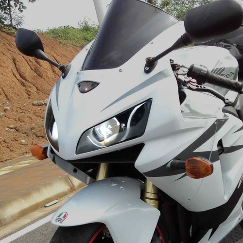 KT LED Optical Fiber Headlight Assembly for Honda CBR600RR 2003-2006 V2 White - Foto 3 di 12
