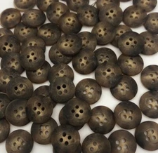 Marbled Brown & Black Slightly Convex Round 4-Hole Button 15mm Lot 8 or 80 D808