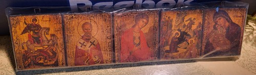 SET OF FIVE GREEK ICON CHRISTMAS TREE ORNAMENTS-NEW - 第 1/1 張圖片